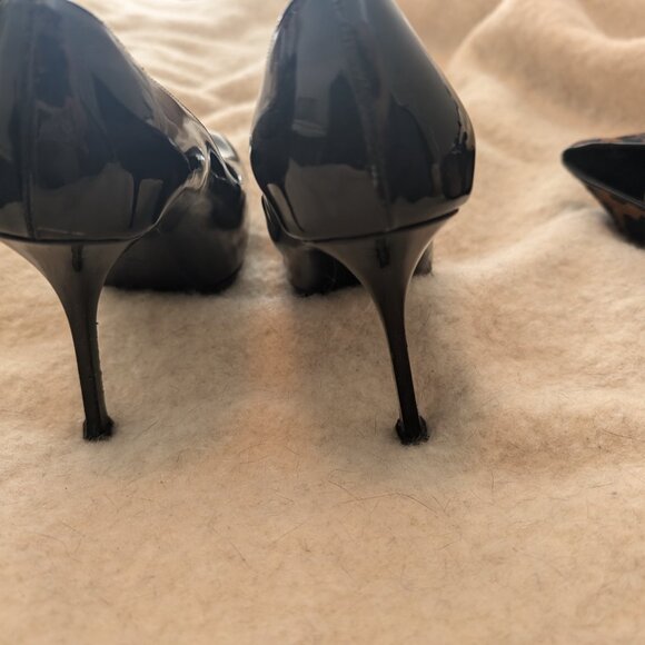 YSL Yves Saint Laurent Black Patent Tribtoo Platform Heels 39.5 9.5 W - Picture 2 of 5